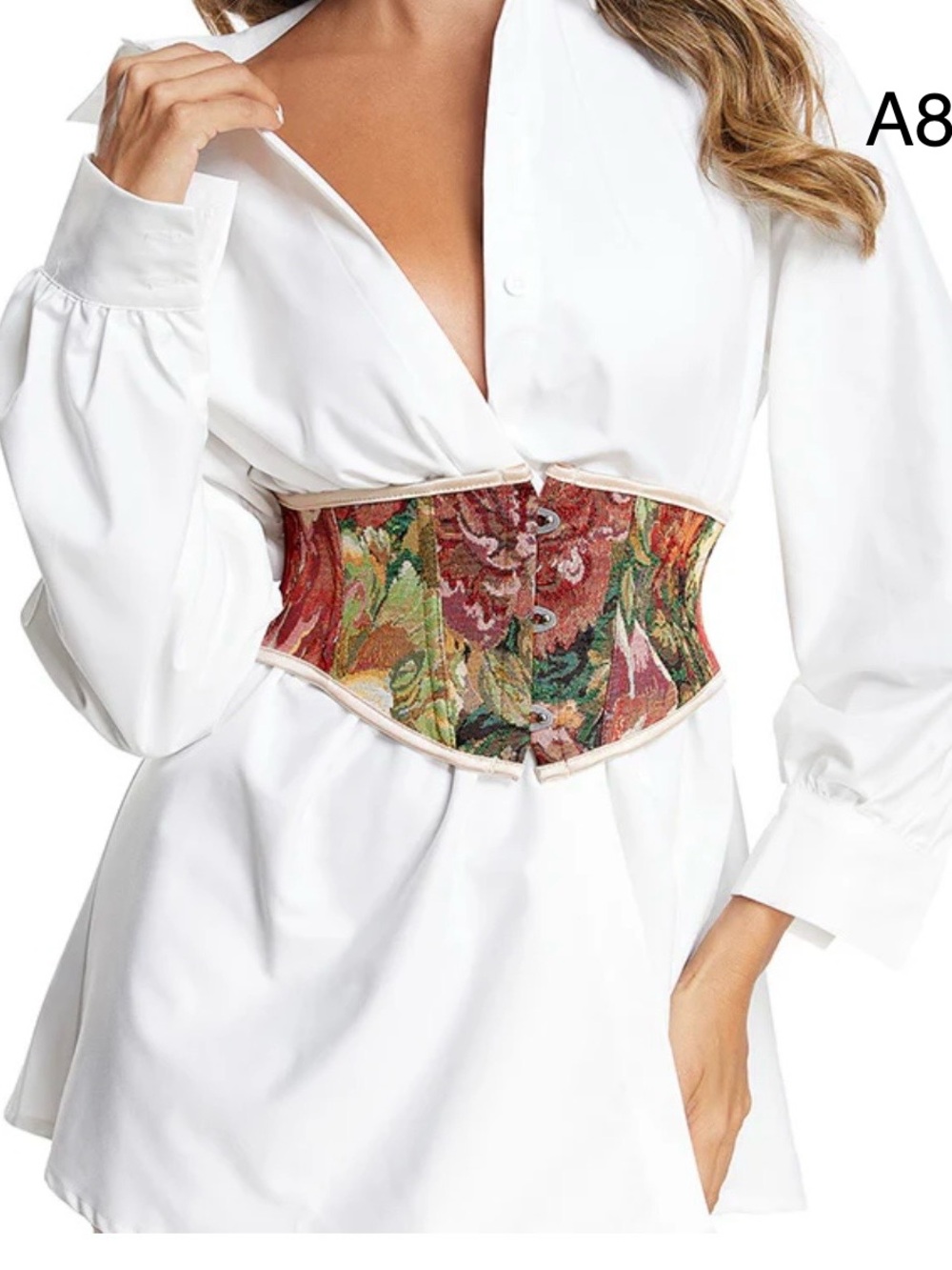 Tapestry Floral Corset Waist Belt - Multicolor